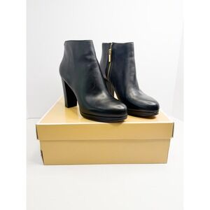 Michael Kors Sammy Platform Bootie Black Leather Block Heel Ankle Boots 7.5 M